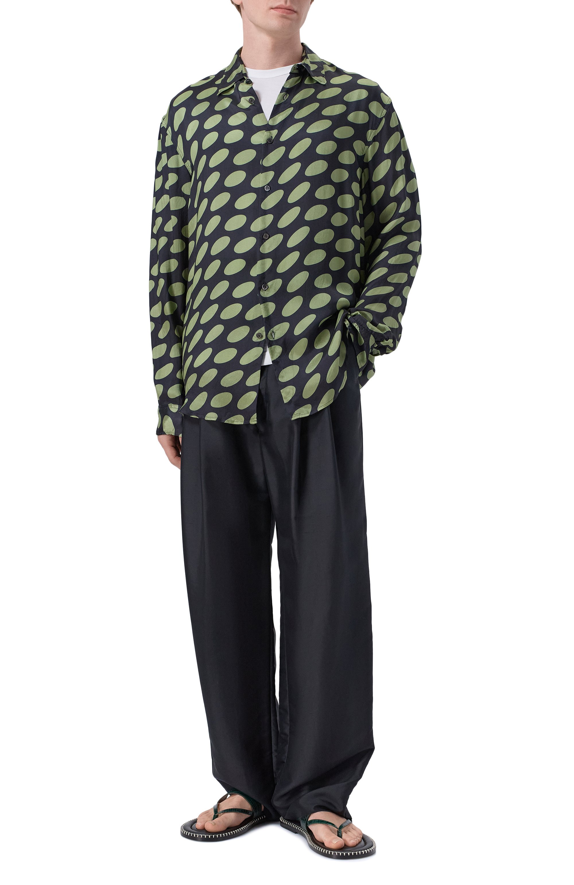 Кожаные шлепанцы DRIES VAN NOTEN темно-зеленого цвета по цене 79950 руб., арт. 021738/0598, фото 2 Кожаные шлепанцы DRIES VAN NOTEN, арт. 021738/0598, фото 2