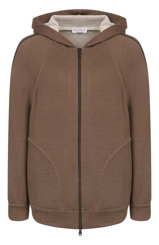 Толстовка из хлопка и шелка Brunello Cucinelli MD828SM606 Коричневый MD828SM606