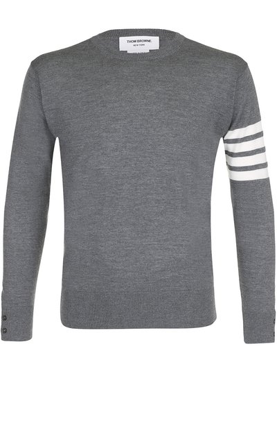 Шерстяной джемпер с контрастной отделкой и декоративными пуговицами THOM BROWNE, арт. MKA002A-00014, фото 1