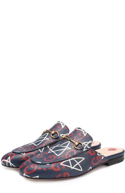 Кожаные сабо princetown с принтом GUCCI, арт. 448526/DSS00, фото 1
