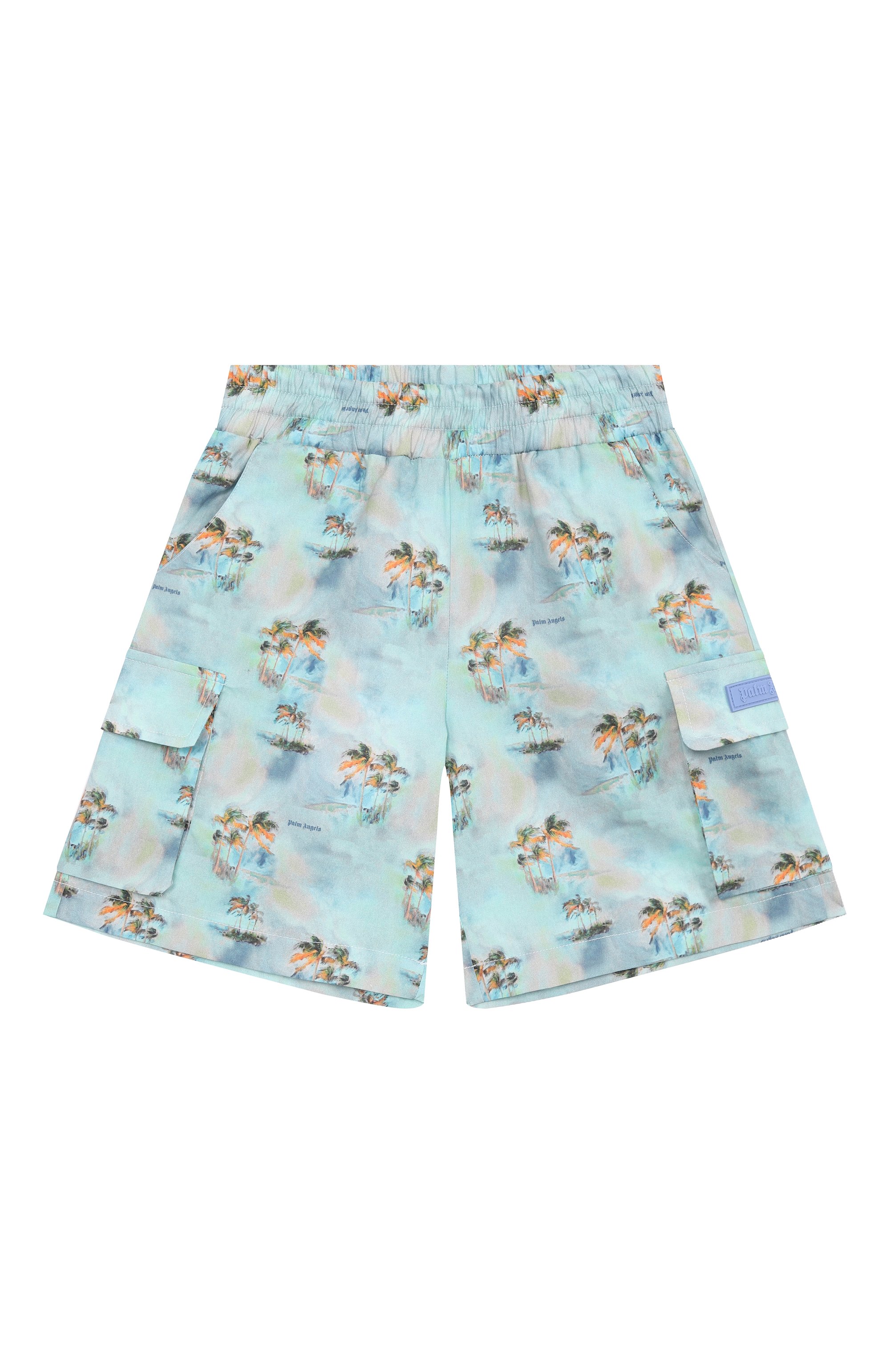 Хлопковые шорты-карго PALM ANGELS голубого цвета по цене 15950 руб., арт. PBCS002S26FAB001, фото 1 Хлопковые шорты-карго PALM ANGELS, арт. PBCS002S26FAB001, фото 1