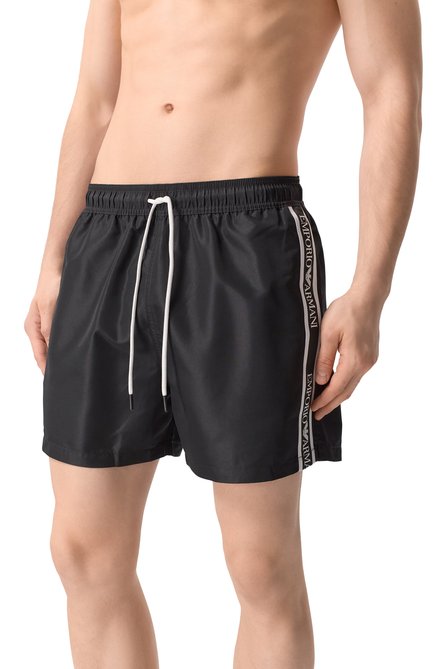 Мужские плавки-шорты EMPORIO ARMANI черного цвета, арт. EM000583/AF12333 | Фото 2 (Нос: Не проставлено; Материал сплава: Проставлено)