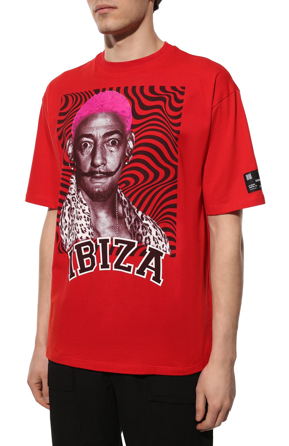 Хлопковая футболка DIEGO VENTURINO красного цвета по цене 14550 руб., арт. SS22-DV TS0 SDI91, фото 3 Хлопковая футболка DIEGO VENTURINO, арт. SS22-DV TS0 SDI91, фото 3