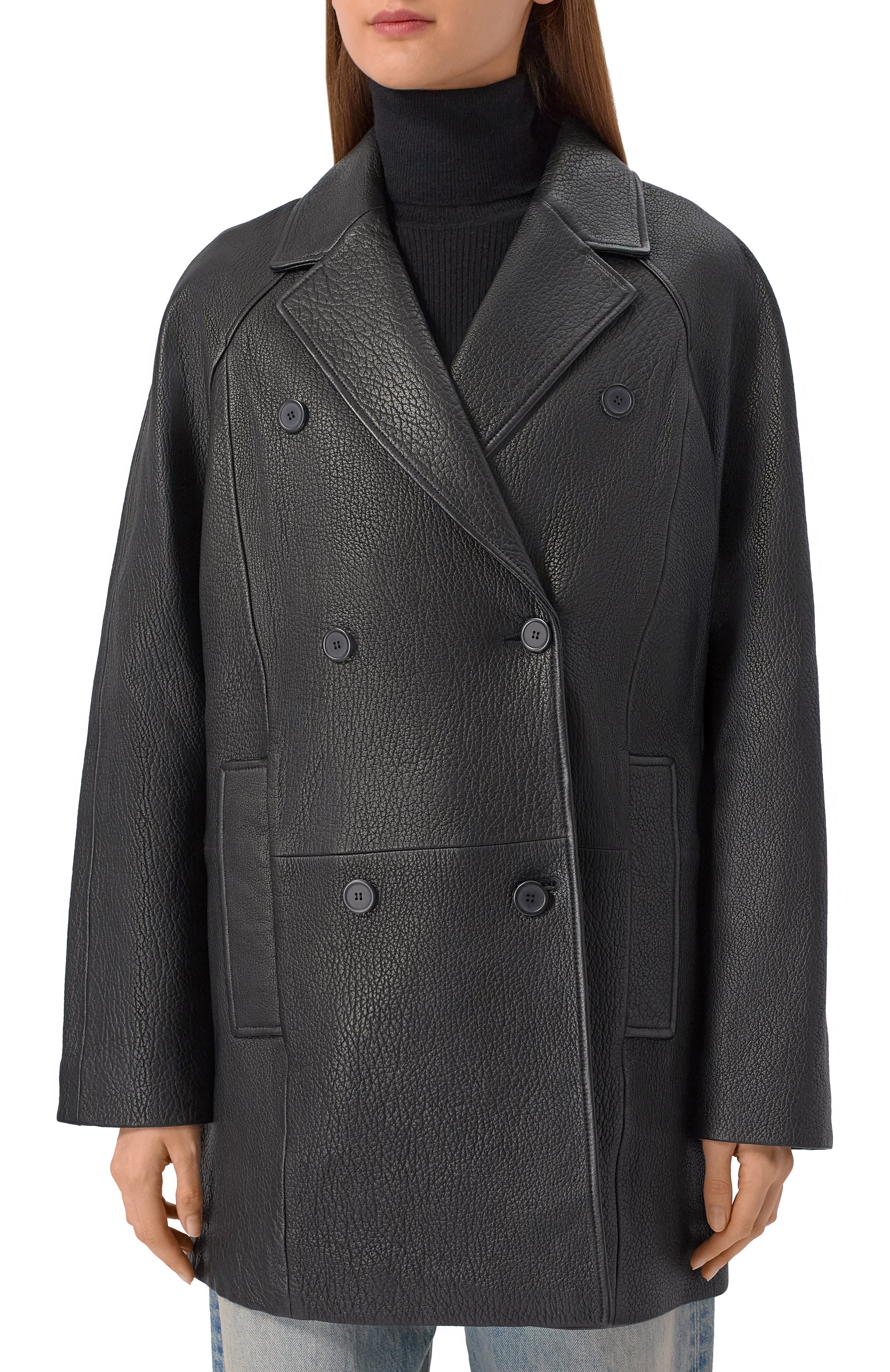 Кожаное полупальто 12 STOREEZ черного цвета по цене 120000 руб., арт. 119111, фото 3 Кожаное полупальто 12 STOREEZ, арт. 119111, фото 3