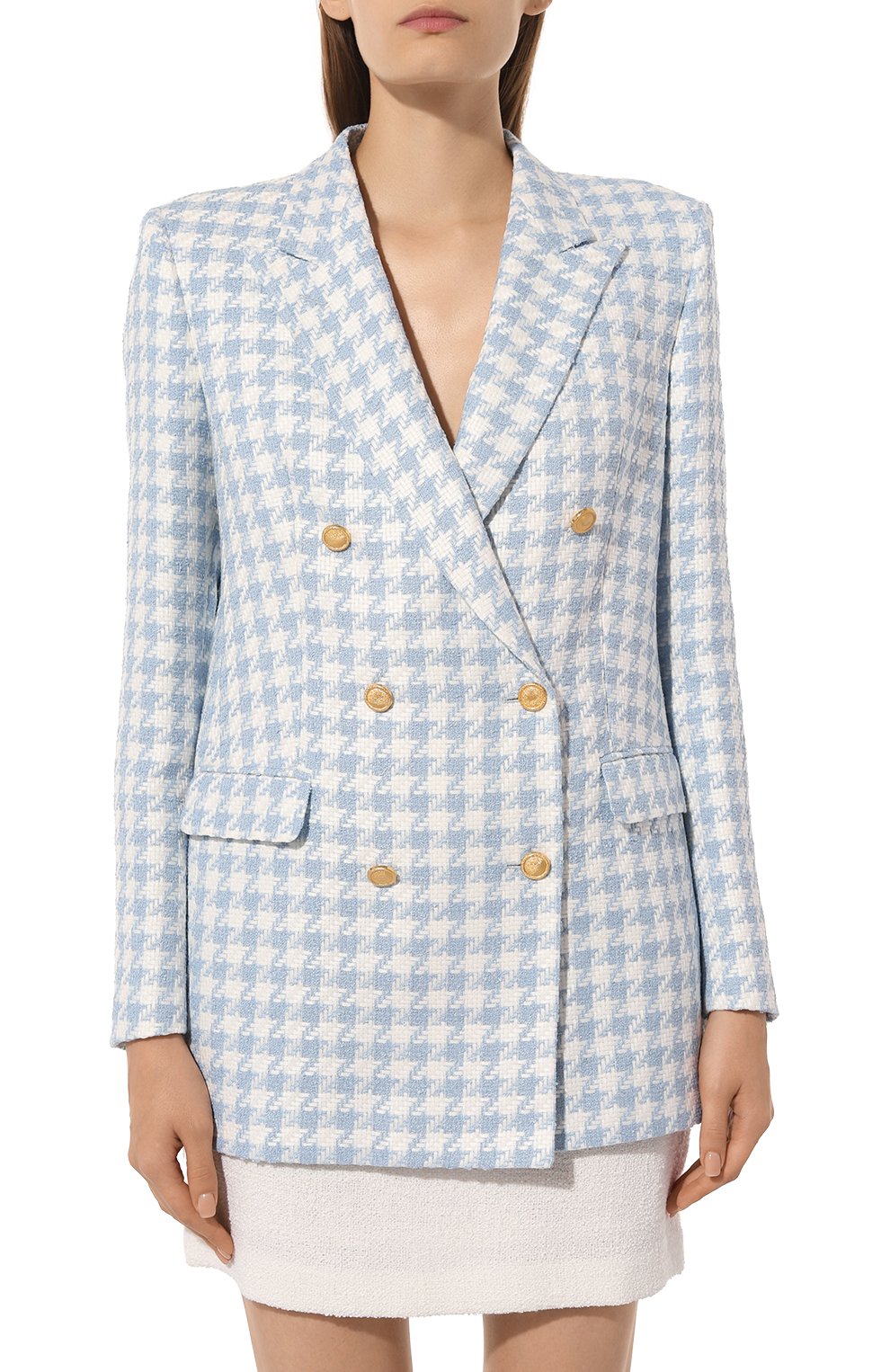 Твидовый жакет TAGLIATORE 0205 голубого цвета по цене 83050 руб., арт. J-JASMINE10B/340256/EI951, фото 3 Твидовый жакет TAGLIATORE 0205, арт. J-JASMINE10B/340256/EI951, фото 3