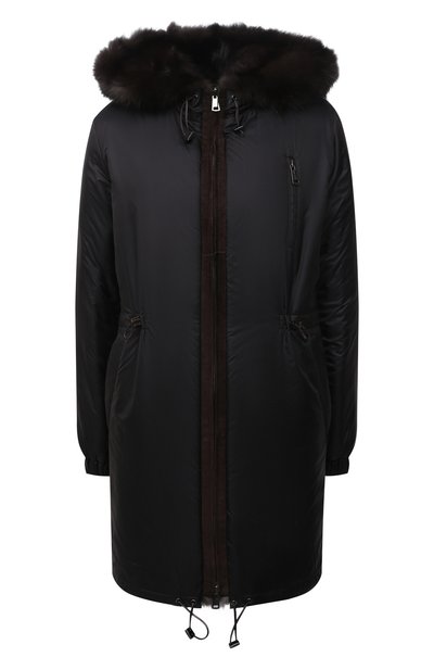 Женская куртка с подкладкой из меха соболя MANZONI24, арт. 21M551-ZNY/EXTRA DARK/38-46