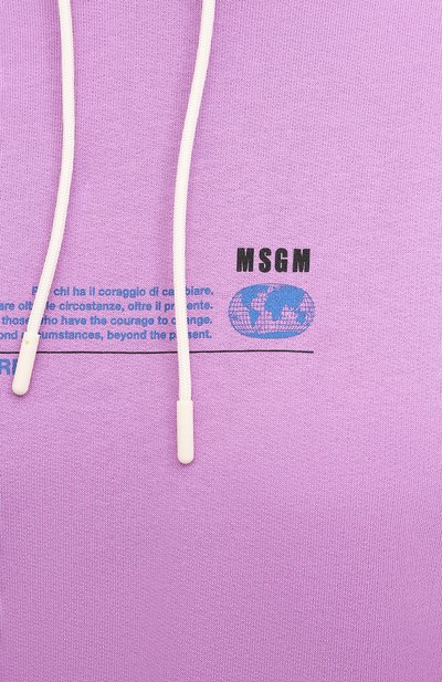 Хлопковое худи MSGM сиреневого цвета по цене 35100 руб., арт. 3041MDM194 217119, фото 5 Хлопковое худи MSGM, арт. 3041MDM194 217119, фото 5