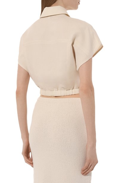 Рубашка из вискозы и льна PATRIZIA PEPE бежевого цвета по цене 16800 руб., арт. 2C1465_A052, фото 4 Рубашка из вискозы и льна PATRIZIA PEPE, арт. 2C1465_A052, фото 4