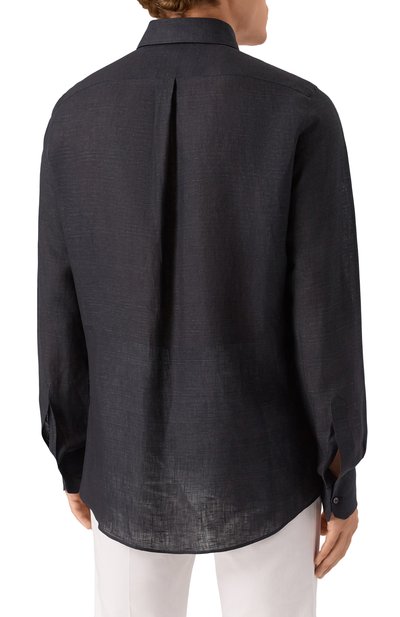 Льняная рубашка DOLCE & GABBANA темно-серого цвета по цене 89950 руб., арт. G5MM4Z/FU4MH, фото 4 Льняная рубашка DOLCE & GABBANA, арт. G5MM4Z/FU4MH, фото 4