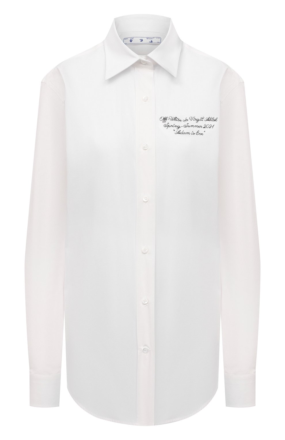 Хлопковая рубашка OFF-WHITE белого цвета по цене 37200 руб., арт. 0WGA096S21FAB001, фото 1 Хлопковая рубашка OFF-WHITE, арт. 0WGA096S21FAB001, фото 1