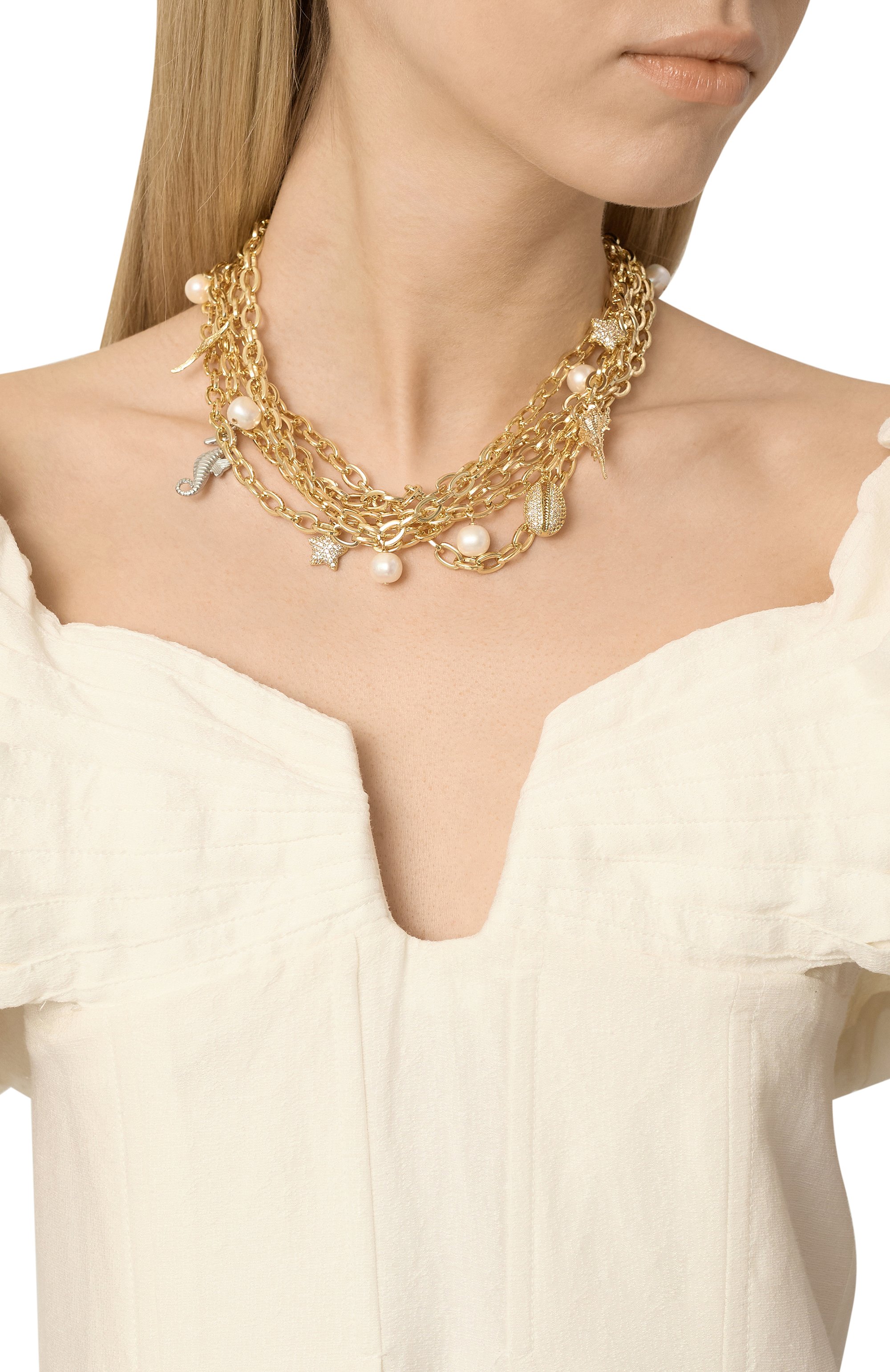 Колье VIEN золотого цвета по цене 57900 руб., арт. 25-293, фото 2 Колье VIEN, арт. 25-293, фото 2