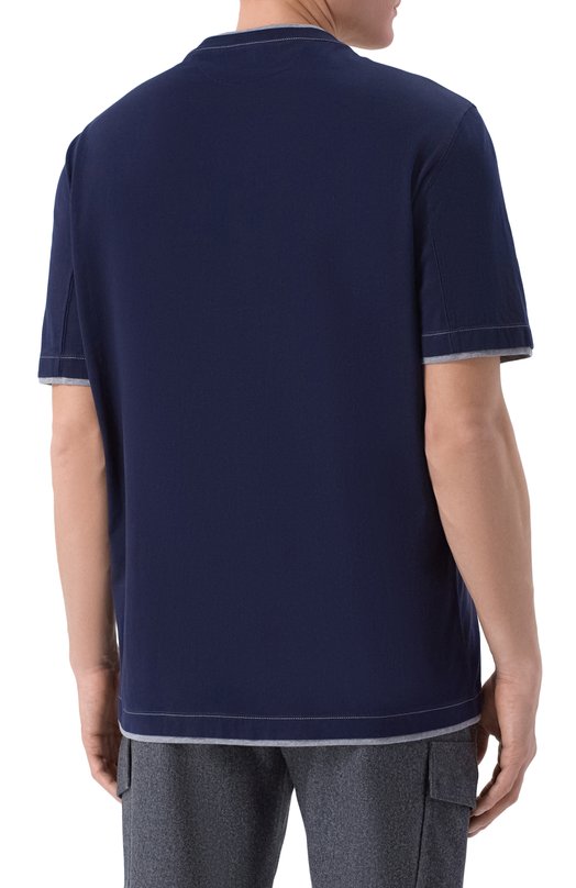 Хлопковая футболка Brunello Cucinelli M0B137451G Синий  M0B137451G Фото 4