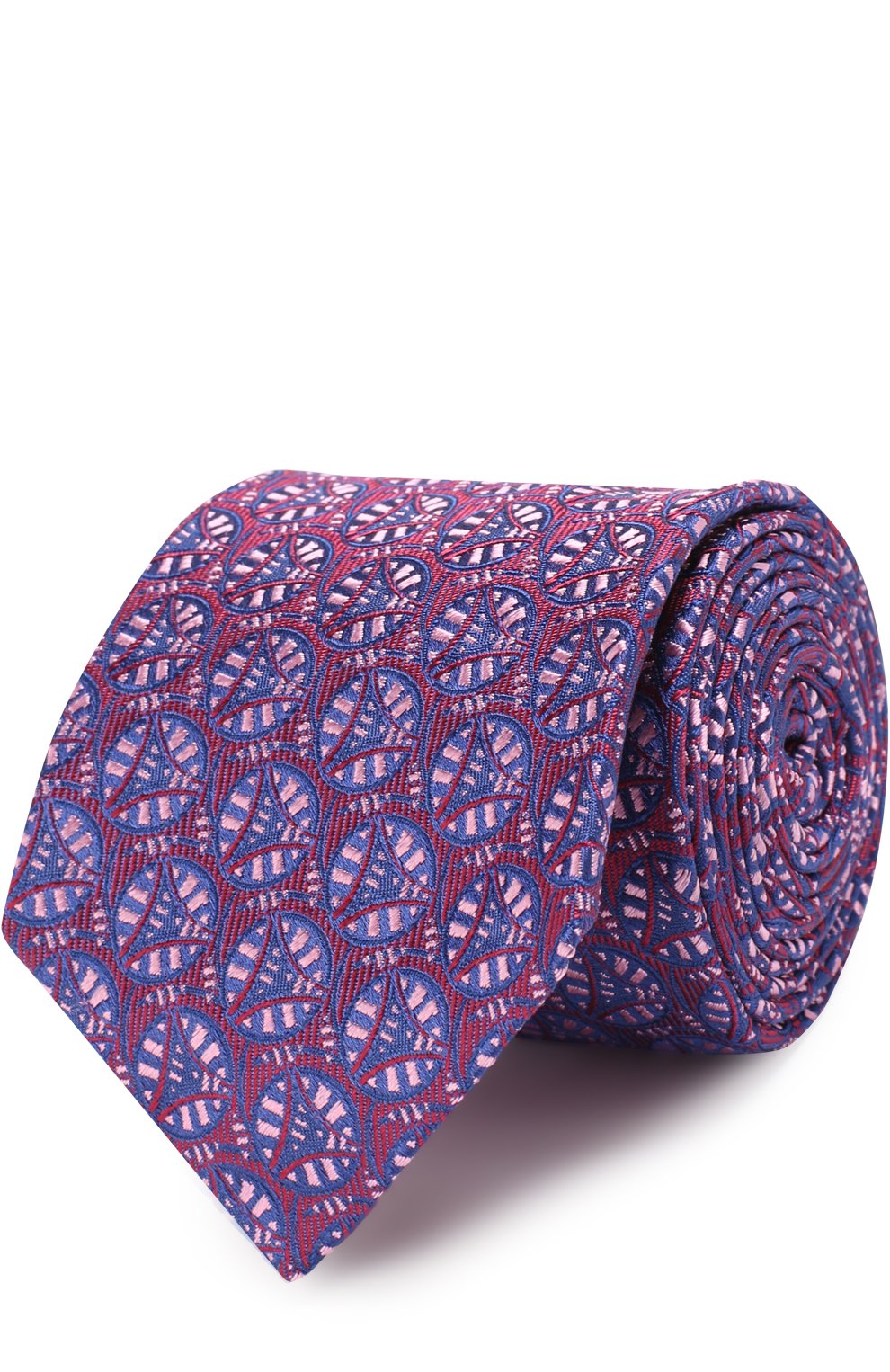 Шелковый галстук с узором TURNBULL & ASSER бордового цвета по цене 15650 руб., арт. TIE002-BB202, фото 1 Шелковый галстук с узором TURNBULL & ASSER, арт. TIE002-BB202, фото 1