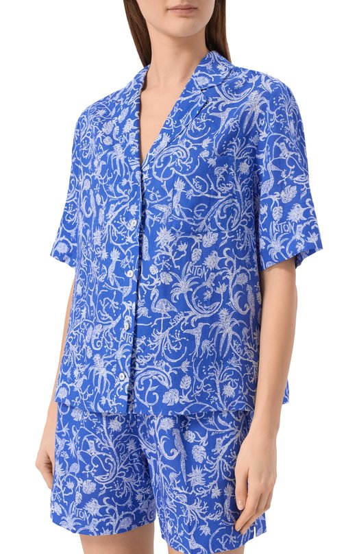 Льняная рубашка Kiton D58459H08903 Синий  D58459H08903 Фото 3