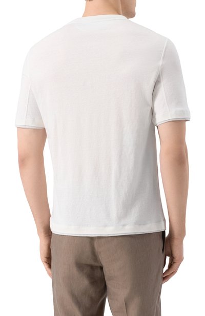 Футболка изо льна и хлопка BRUNELLO CUCINELLI, арт. MW8357427, фото 4