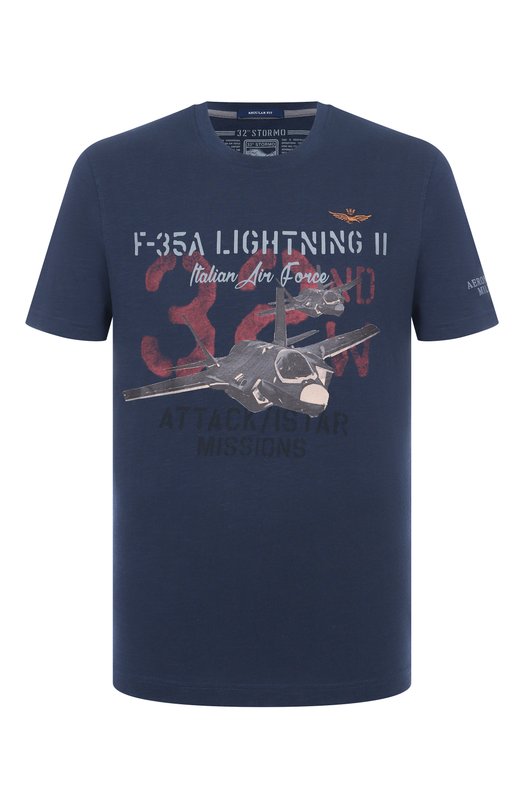 Хлопковая футболка Aeronautica Militare TS2472UJ00708 Синий TS2472UJ00708