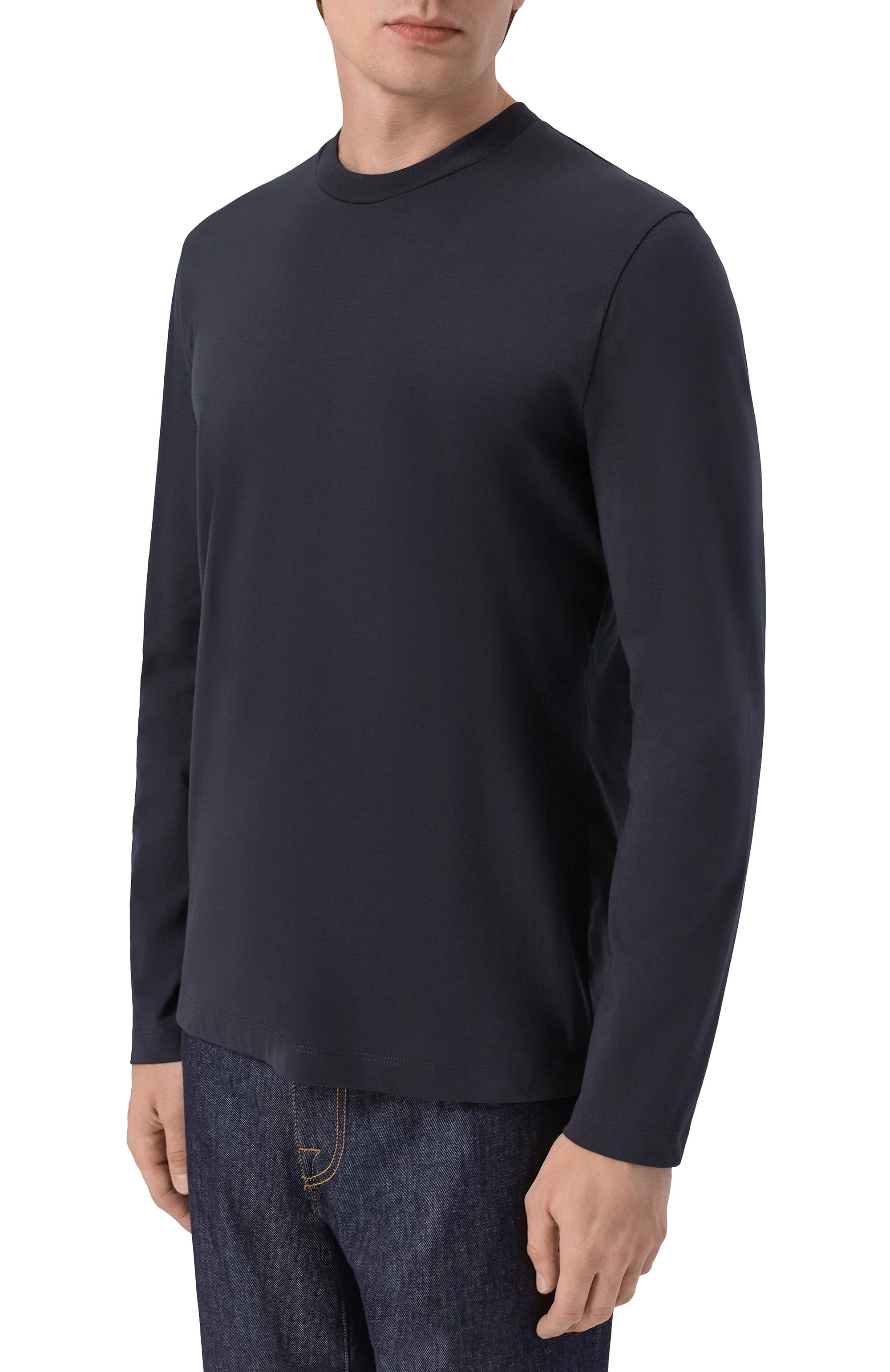 Хлопковый лонгслив CORNELIANI черного цвета по цене 20800 руб., арт. 28G570/2A25022, фото 3 Хлопковый лонгслив CORNELIANI, арт. 28G570/2A25022, фото 3