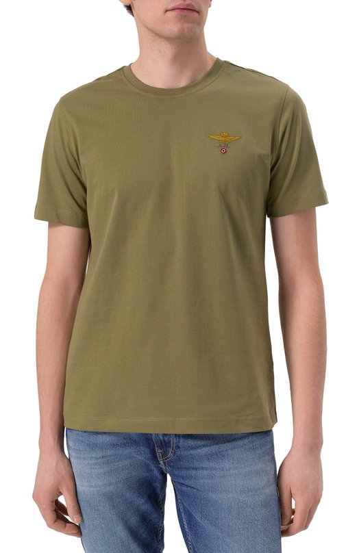 Хлопковая футболка Aeronautica Militare 241/TS1580J372 Хаки  241/TS1580J372 Фото 3