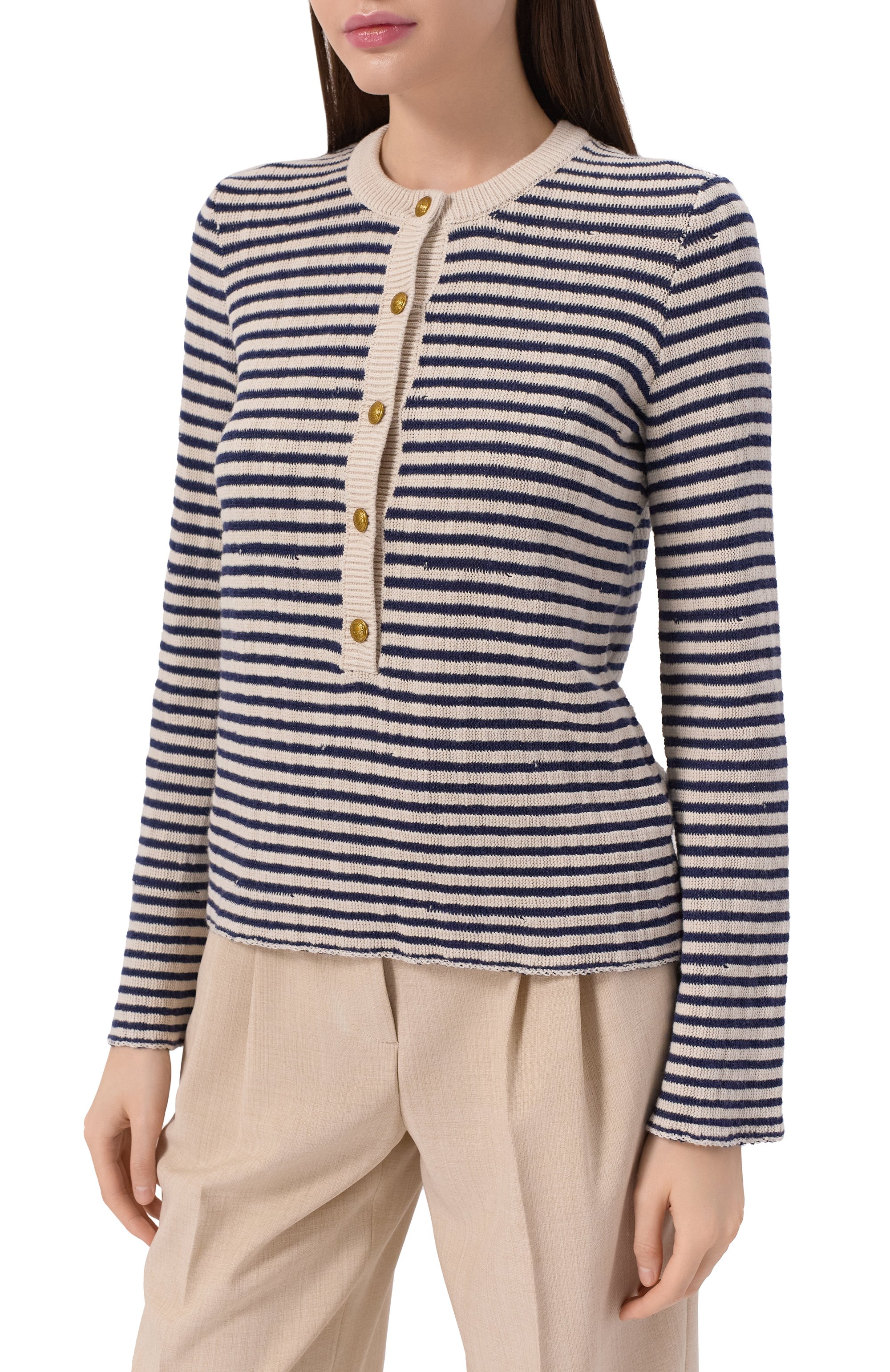 Пуловер из хлопка и вискозы ZADIG AND VOLTAIRE синего цвета по цене 37800 руб., арт. KWSW02706, фото 3 Пуловер из хлопка и вискозы ZADIG AND VOLTAIRE, арт. KWSW02706, фото 3