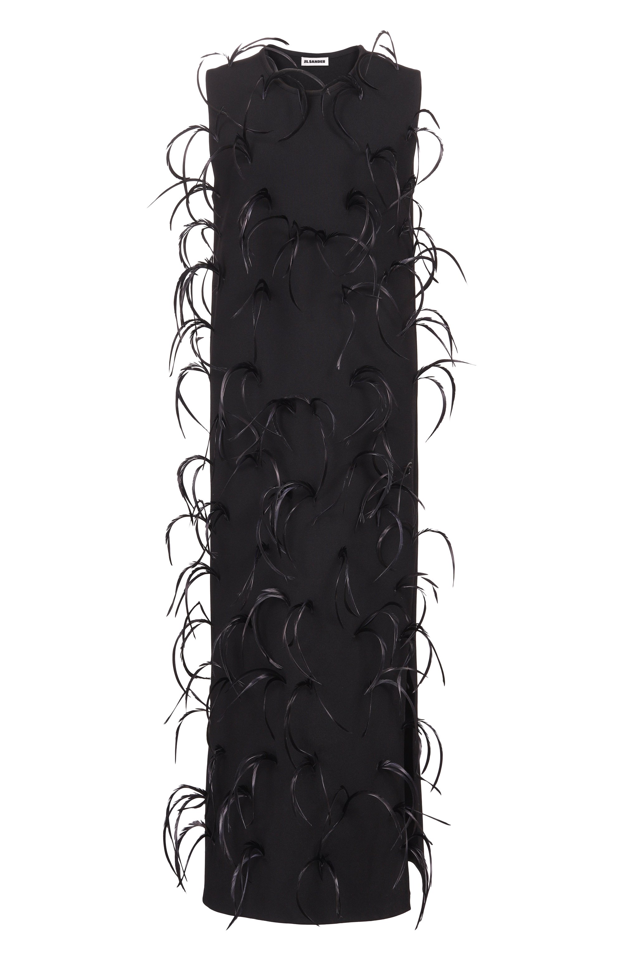 Платье из вискозы с отделкой перьями JIL SANDER, арт. J03CT0549/J18353, фото 1