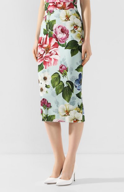Юбка из вискозы DOLCE & GABBANA голубого цвета по цене 87600 руб., арт. F4BSYT/FSRMJ, фото 3 Юбка из вискозы DOLCE & GABBANA, арт. F4BSYT/FSRMJ, фото 3