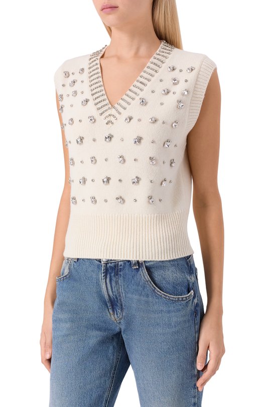 Шерстяной жилет Pinko 105639/A2TR Кремовый  105639/A2TR Фото 3