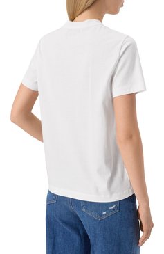 Женская хлопковая футболка MSGM белого цвета, арт. 3841MDM130/257097 | Фото 4 (Длина (для топов): Стандартные; Драгоценные камни: Проставлено; Рукава: Короткие; Материал сплава: Проставлено; Принт: Без принта; Стили: Кэжуэл; Материал внешний: Хлопок)