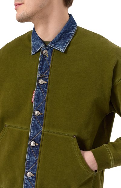 Хлопковая толстовка DSQUARED2 хаки цвета по цене 94600 руб., арт. S74HG0169/S25030, фото 5 Хлопковая толстовка DSQUARED2, арт. S74HG0169/S25030, фото 5