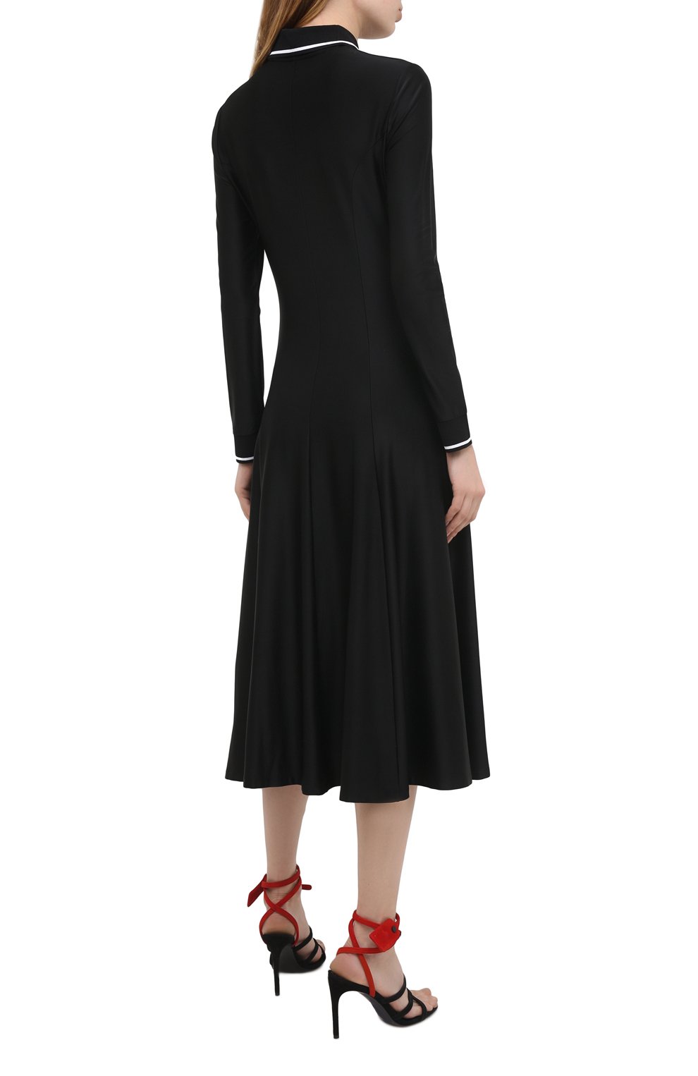 Платье из вискозы OFF-WHITE черно-белого цвета по цене 114500 руб., арт. 0WDB251E20FAB0011001, фото 4 Платье из вискозы OFF-WHITE, арт. 0WDB251E20FAB0011001, фото 4