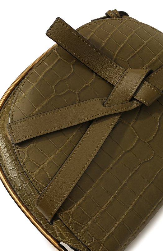 Сумка Gate из кожи крокодила Loewe Хаки, фото 3