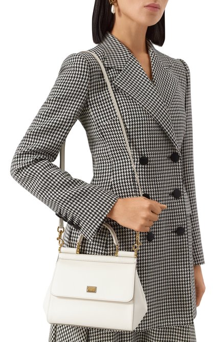 Женская сумка sicily DOLCE & GABBANA белого цвета, арт. BB9003_BE9003_BI9003/A1001_1_ | Фото 2 (Материал сплава: Проставлено; Материал: Натуральная кожа; Драгоценные камни: Проставлено; Ремень/цепочка: На ремешке; Сумки-технические: Сумки top-handle; Размер: small)