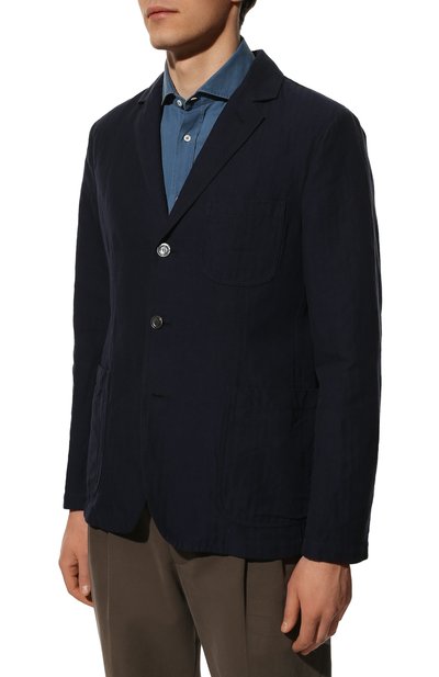 Пиджак изо льна и хлопка ASPESI темно-синего цвета по цене 65450 руб., арт. S2 A CJ65 M053, фото 3 Пиджак изо льна и хлопка ASPESI, арт. S2 A CJ65 M053, фото 3