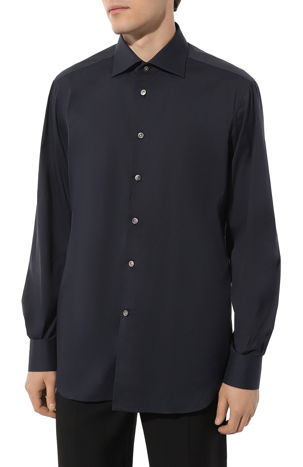 Хлопковая сорочка KITON темно-синего цвета по цене 87550 руб., арт. UCIH0865406, фото 3 Хлопковая сорочка KITON, арт. UCIH0865406, фото 3
