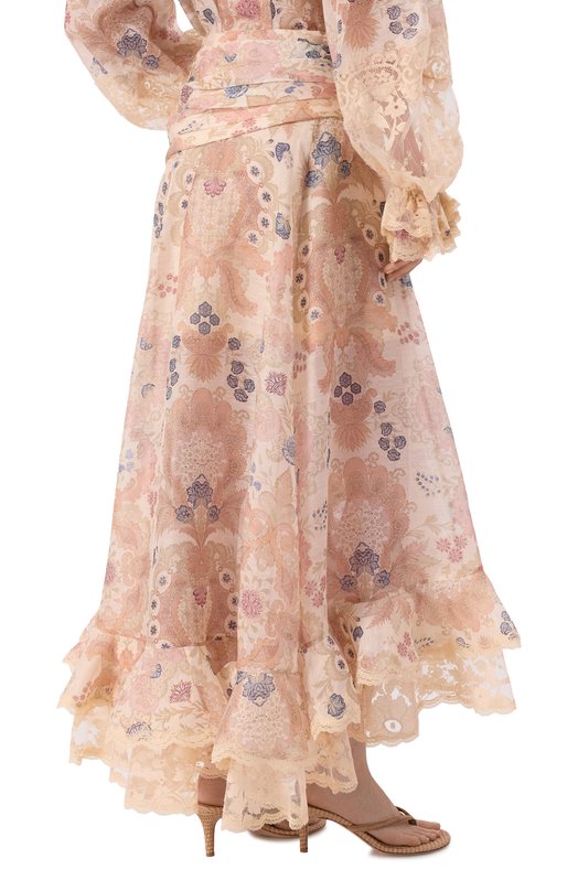 Юбка изо льна и шелка Zimmermann 7243SC261 Бежевый  7243SC261 Фото 4