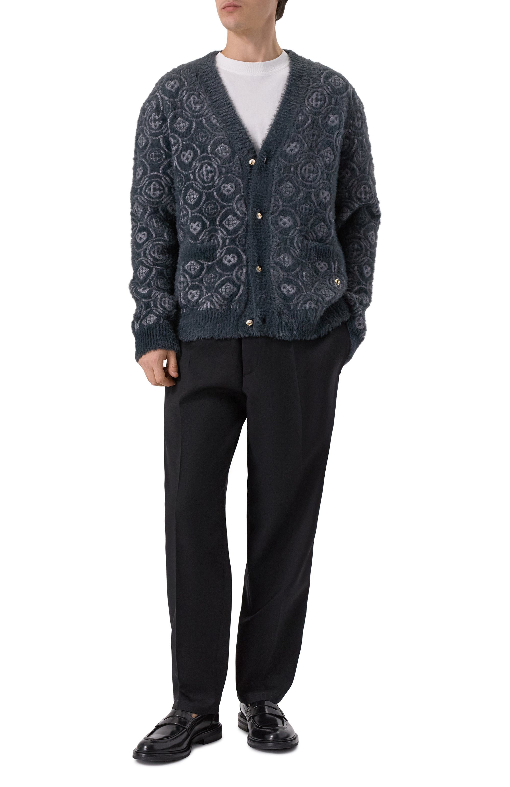 Кардиган CASABLANCA темно-серого цвета по цене 92650 руб., арт. M-AW25-KW-1094-01, фото 2 Кардиган CASABLANCA, арт. M-AW25-KW-1094-01, фото 2