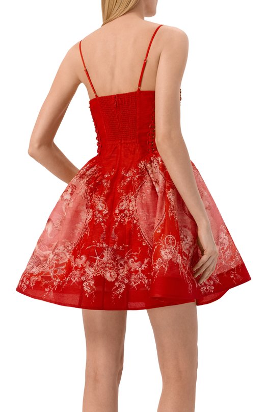 Платье изо льна и шелка Zimmermann 6913DC261 Красный  6913DC261 Фото 3