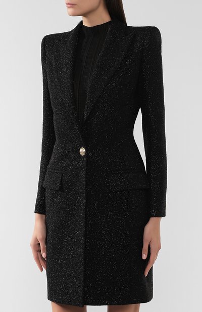 Шерстяное пальто BALMAIN черного цвета по цене 274000 руб., арт. SF18539/W038, фото 3 Шерстяное пальто BALMAIN, арт. SF18539/W038, фото 3