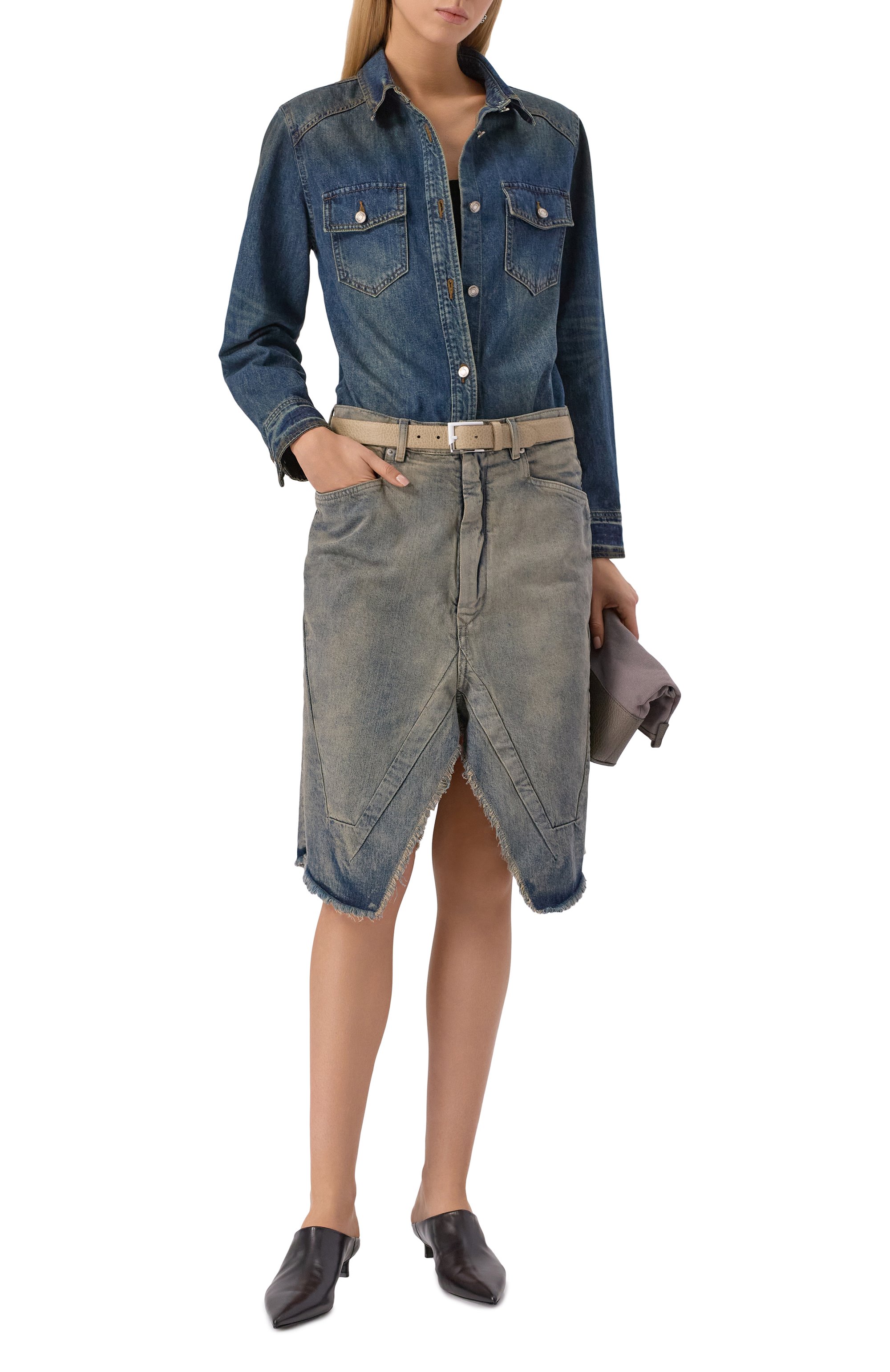 Джинсовая юбка RICK OWENS, арт. RP02E4377/DWG, фото 2