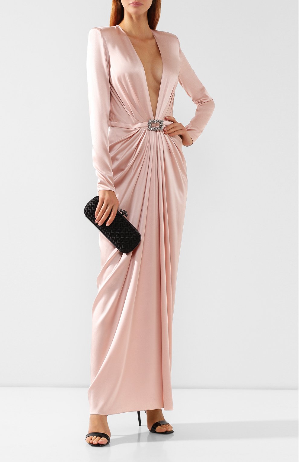 Клатч stretch knot из сатина с отделкой из кожи змеи BOTTEGA VENETA, арт. 202031/VGACB, фото 2