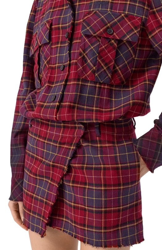 Хлопковое платье Off-White 0W.10/DG/00CF25FAB00/CHECK FLAN ARR0W SPRAY PUFFER Бордовый  0W.10/DG/00CF25FAB00/CHECK FLAN ARR0W SPRAY PUFFER Фото 4