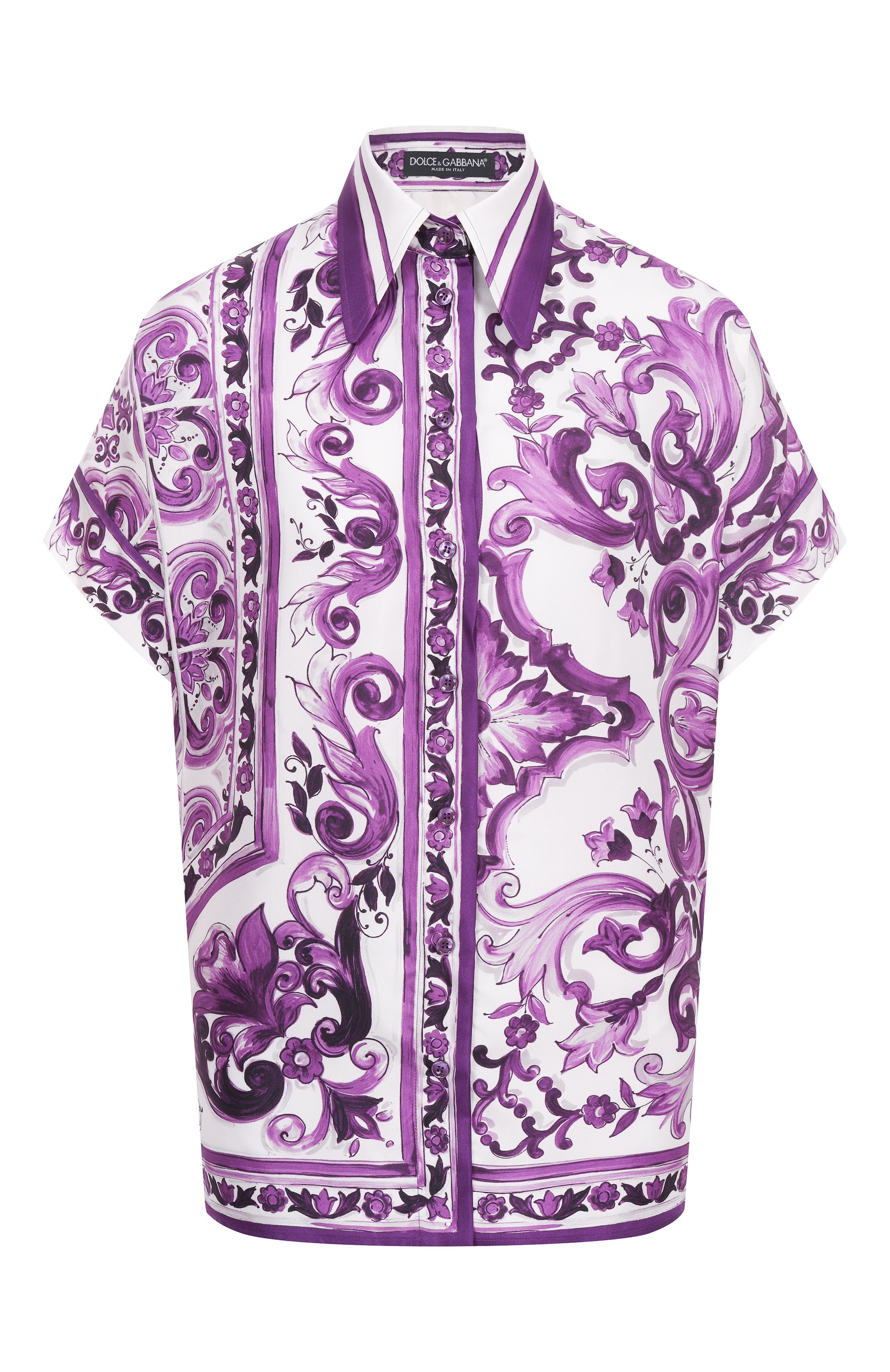 Шелковая блузка DOLCE & GABBANA фиолетового цвета по цене 218000 руб., арт. F5T52T/HI1TK, фото 1 Шелковая блузка DOLCE & GABBANA, арт. F5T52T/HI1TK, фото 1