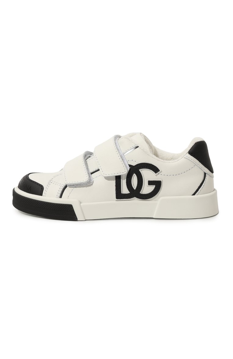 Детские кожаные кеды portofino light DOLCE & GABBANA черно-белого цвета, арт. DA5133/A3394/29-36 | Фото 2 (Нос: Не проставлено; Материал внутренний: Натуральная кожа; Материал внешний: Натуральная кожа; Автоматизация состава: Проставлено)