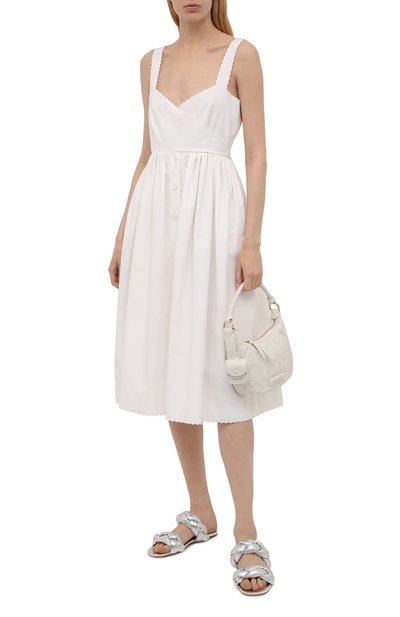 Кожаные шлепанцы MIU MIU серебряного цвета по цене 80000 руб., арт. 5XX488-3LAB-F0118-005, фото 2 Кожаные шлепанцы MIU MIU, арт. 5XX488-3LAB-F0118-005, фото 2