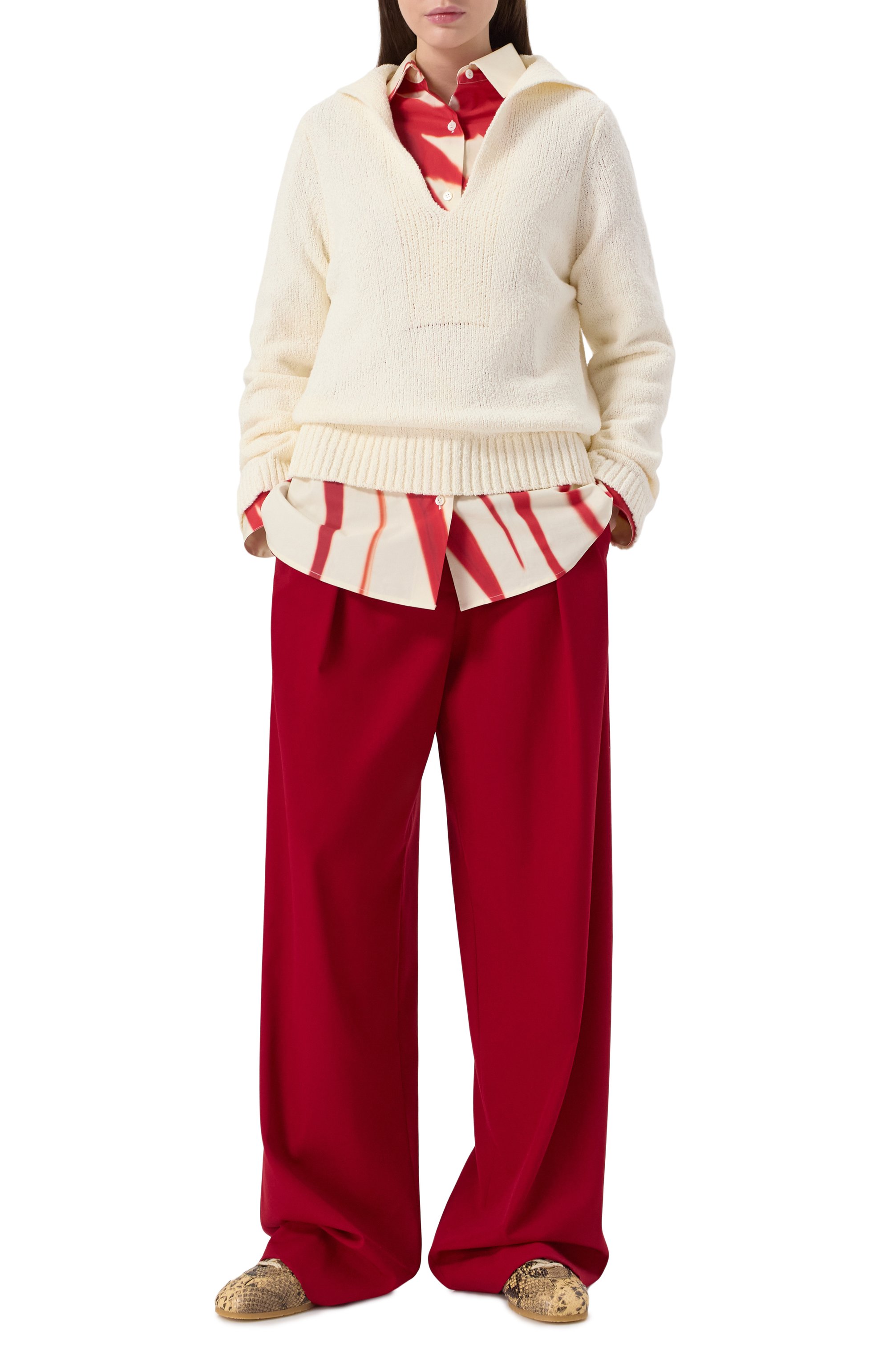 Хлопковая рубашка DRIES VAN NOTEN красного цвета по цене 108500 руб., арт. 251-010713-1036, фото 2 Хлопковая рубашка DRIES VAN NOTEN, арт. 251-010713-1036, фото 2