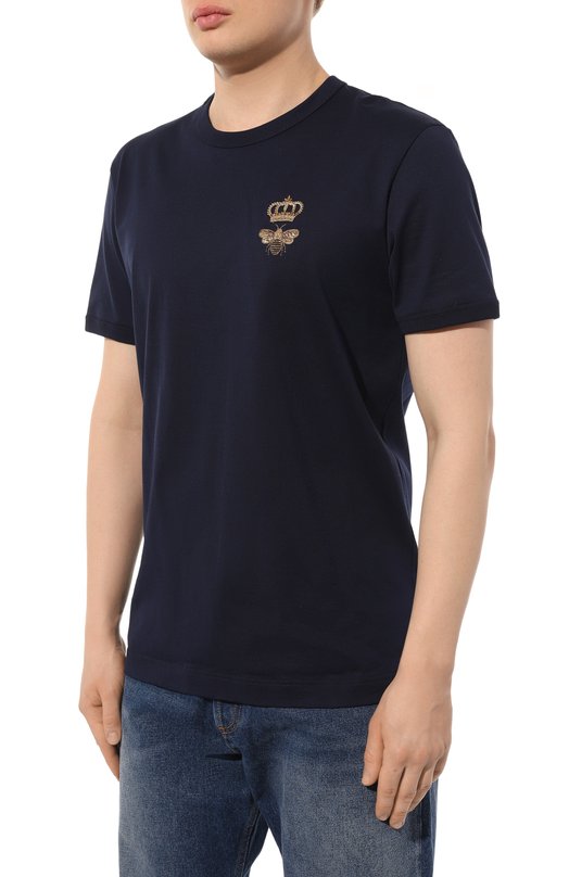 Хлопковая футболка Dolce & Gabbana G8PV1Z/G7WUQ Синий  G8PV1Z/G7WUQ Фото 3