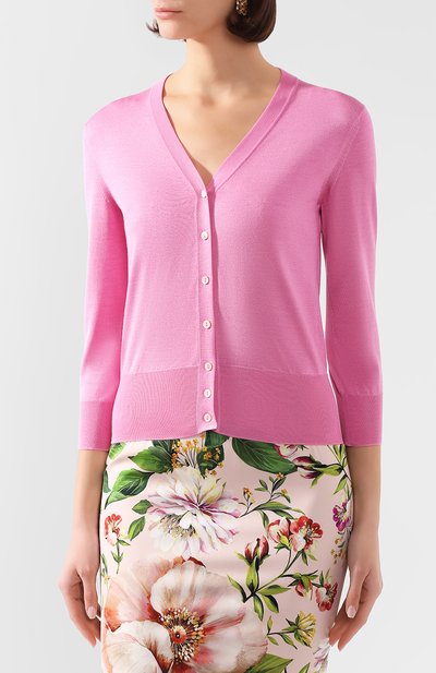Шелковый кардиган DOLCE & GABBANA розового цвета по цене 92300 руб., арт. FX762T/JASKF, фото 3 Шелковый кардиган DOLCE & GABBANA, арт. FX762T/JASKF, фото 3