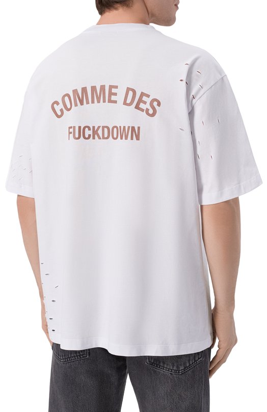 Хлопковая футболка Comme des Fuckdown CFABM01923 Белый  CFABM01923 Фото 4