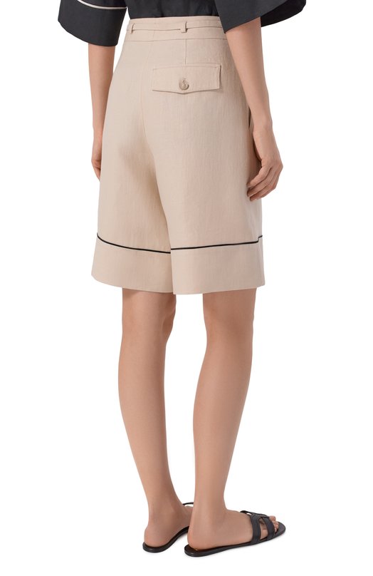 Льняные шорты Agnona T81102E/U3034E Бежевый  T81102E/U3034E Фото 4