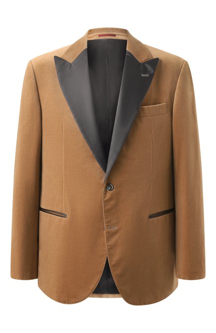 Мужской хл�опковый пиджак BRUNELLO CUCINELLI светло-коричневого цвета, арт. ML479GS03 | Фото 1 (Рукава: Длинные; Материал внешний: Хлопок; Материал подклада: Купро; Материал сплава: Проставлено; Драгоценные камни: Проставлено; Длина (для топов): Стандартные)