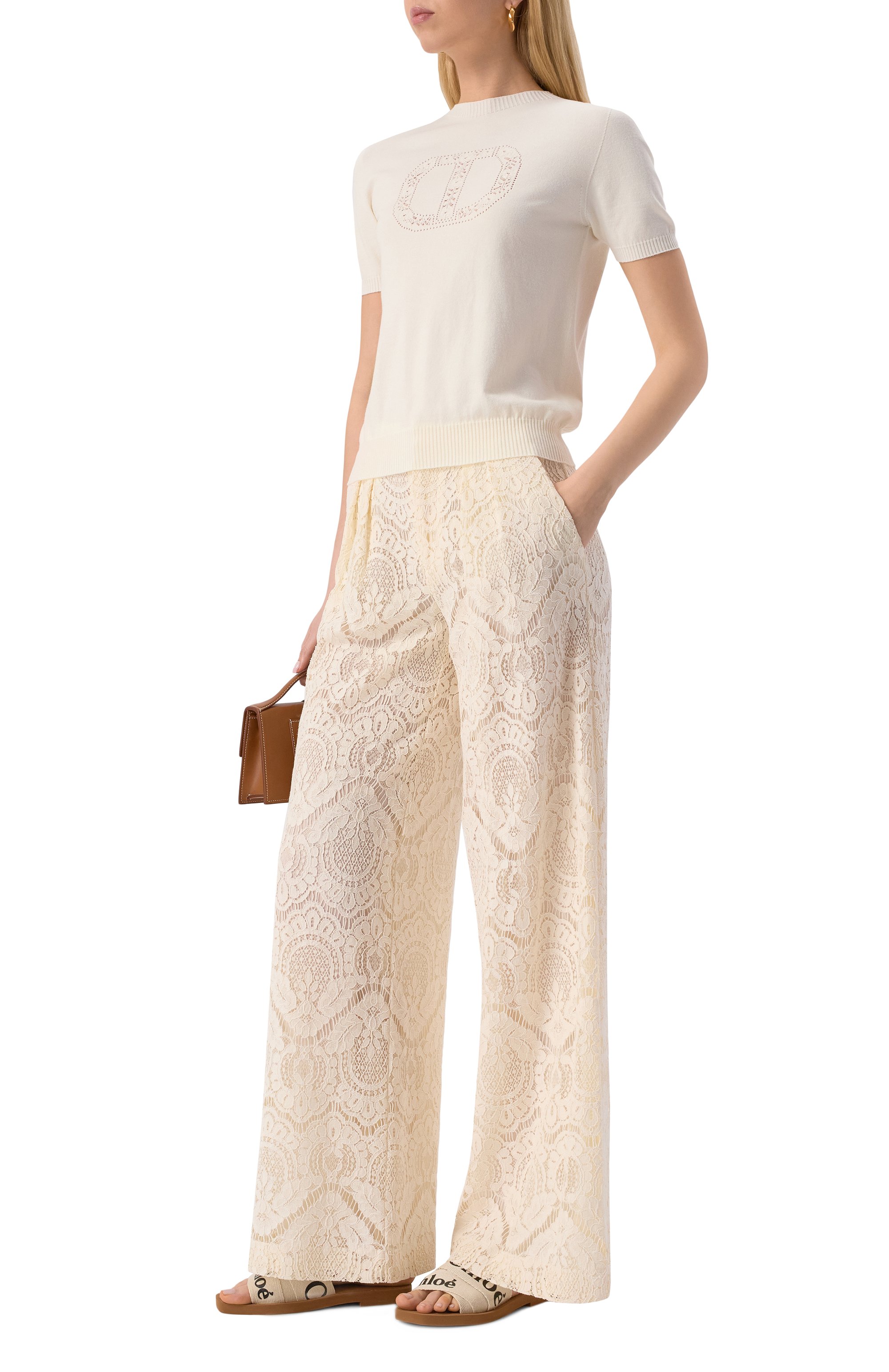 Топ из вискозы TWINSET молочного цвета по цене 19650 руб., арт. 251TP3430, фото 2 Топ из вискозы TWINSET, арт. 251TP3430, фото 2